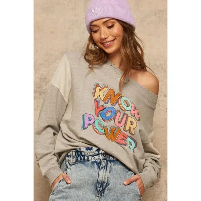 Fashnzfab A French Terry Knit Graphic Sweatshirt In Grey