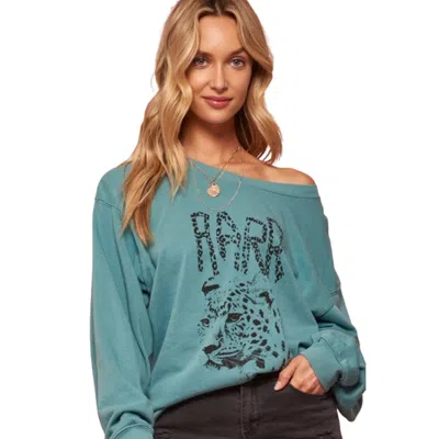 Fashnzfab A Garment Dyed French Terry Graphic Sweatshirt In Blue