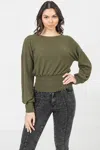 Fashnzfab A Knit Top Featuring Wide Neckline In Green
