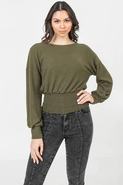 Fashnzfab A Knit Top Featuring Wide Neckline In Green