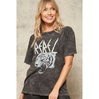 Fashnzfab A Mineral Washed Graphic T-shirt In Pink