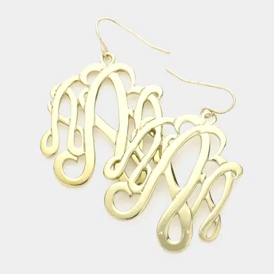 Fashnzfab 'a' Monogram Earrings In Gold