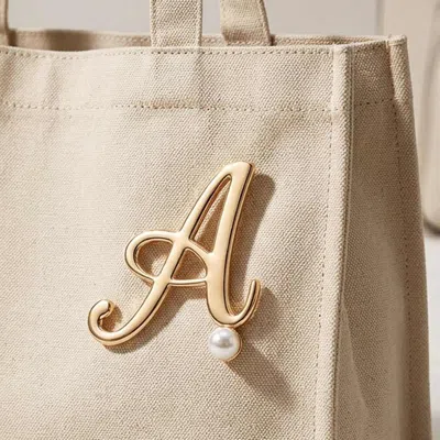 Fashnzfab -a- Pearl Accent Initial Letter Pin Brooch In Multi