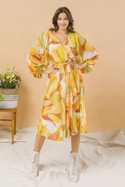 Fashnzfab A Printed Woven Midi Dress In Multi