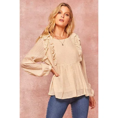 Fashnzfab A Semi-sheer Striped Woven Top In White