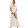 Fashnzfab A Sheer, Chiffon Floral Lace Maxi Dress In White