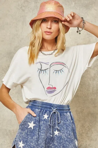 Fashnzfab A Solid Knit Graphic T-shirt In Multi