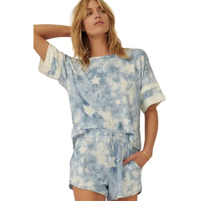 Fashnzfab A Star-pattern Tie-dye Knit Top In Blue