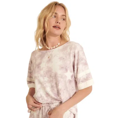 Fashnzfab A Star-pattern Tie-dye Knit Top In Purple