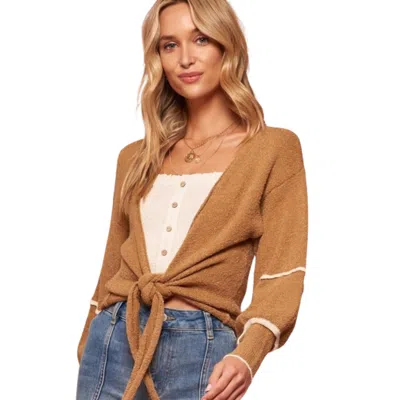 Fashnzfab A Textured Knit Cardigan Sweater In Brown