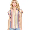 FASHNZFAB A WOVEN SHIRT IN MULTICOLOR STRIPED WITH COLLARED NECKLINE
