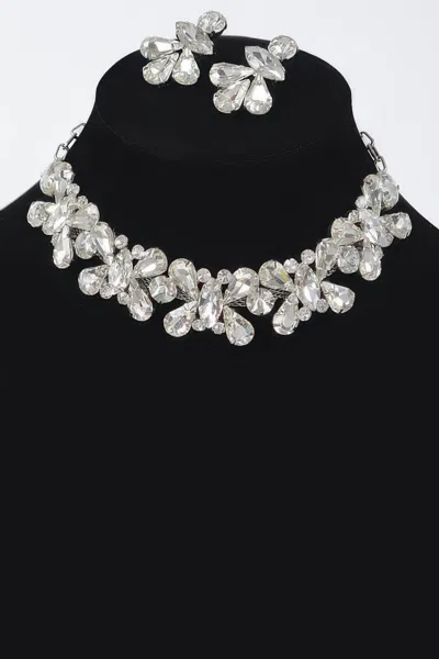 Fashnzfab Ab Stone Earring And Necklace Set In Metallic