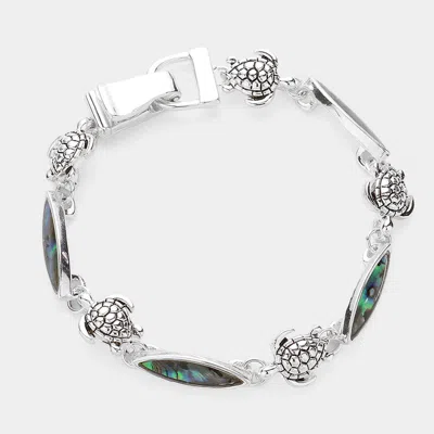 Fashnzfab Abalone Antique Turtle Link Magnetic Bracelet Abalone In Multi