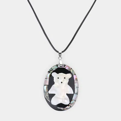 Fashnzfab Abalone Bear Pendant Necklace In Multi