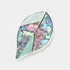 Fashnzfab Abalone Colored Metal Leaf Magnetic Brooch In Multi