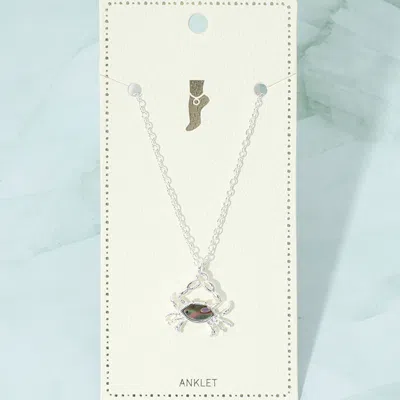 Fashnzfab Abalone Crab Charm Anklet In Gray