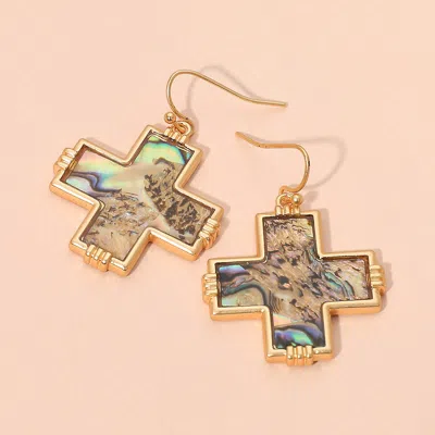 Fashnzfab Abalone Cross Charm Drop Dangle Earrings In Multi