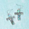 Fashnzfab Abalone Cross Dangle Earrings In Multi