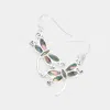 Fashnzfab Abalone Dragonfly Dangle Earrings In Metallic