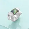 Fashnzfab Abalone Elephant Stretch Ring 1.2" X 0.8" In Multi