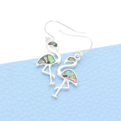 Fashnzfab Abalone Flamingo Dangle Earrings In Multi