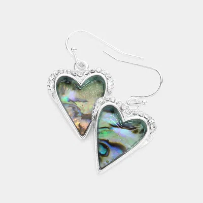 Fashnzfab Abalone Heart Dangle Earrings In Multi