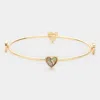 Fashnzfab Abalone Heart Station Bangle Bracelet Abalone In Multi