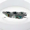 Fashnzfab Abalone Leaf Antique Metal Hinged Bracelet - Abalone, Antique Silver In Multi
