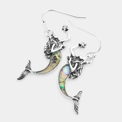 Fashnzfab Abalone Mermaid Dangle Earrings In Multi