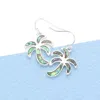 Fashnzfab Abalone Palm Tree Dangle Earrings In Multi