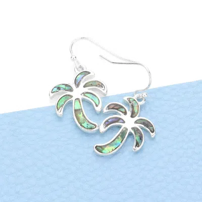 Fashnzfab Abalone Palm Tree Dangle Earrings In Multi