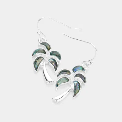 Fashnzfab Abalone Palm Tree Dangle Earrings In Multi