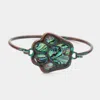 Fashnzfab Abalone Paw Pointed Bangle Bracelet Patina Verdigris In Multi