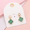 Fashnzfab Abalone Quatrefoil Dangle Earrings - Gold, Green In Multi