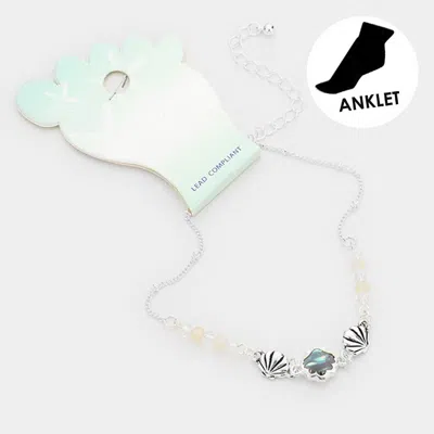 Fashnzfab Abalone Shell Bead Detailed Anklet In Orange