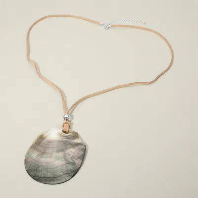 Fashnzfab Abalone Shell Teardrop Pendant Long Necklace In Multi