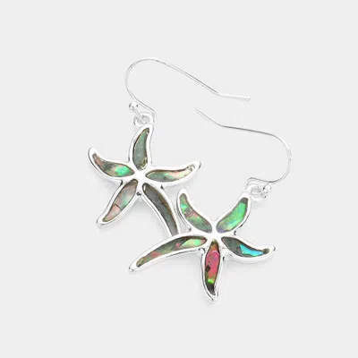 Fashnzfab Abalone Starfish Dangle Earrings In Green
