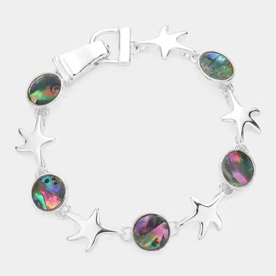 Fashnzfab Abalone Starfish Link Magnetic Bracelet Abalone In Green