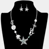 Fashnzfab Abalone Starfish Metal Mermaid Sand Dollar Shell Freshwater Pearl Link Necklace In Metallic