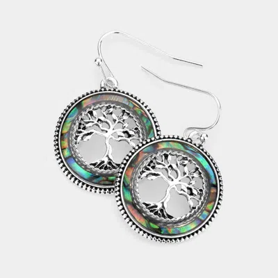 Fashnzfab Abalone Tree Of Life Dangle Earrings In Multi
