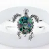 Fashnzfab Abalone Turtle Antique Sliver Hinged Bracelet Abalone, Antique Silver In Multi