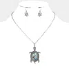 Fashnzfab Abalone Turtle Pendant Necklace In Multi