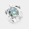 Fashnzfab Abalone Turtle Stretch Ring - Abalone, Antique Silver In Silver