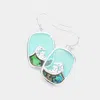 Fashnzfab Abalone Wave Pointed Rectangle Dangle Earrings In Multi