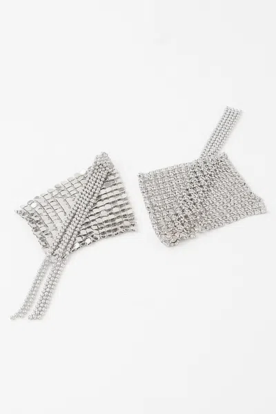 Fashnzfab Abstract Bead Drop Diamond Earrings In Silver