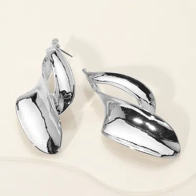 Fashnzfab Abstract Bold Sculptural Metal Earrings In Metallic