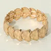 Fashnzfab Abstract Brushed Metal Plated Beaded Stretch Bracelet In Gold