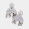 Fashnzfab Abstract Celluloid Acetate Resin Link Earrings In Metallic