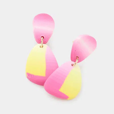 Fashnzfab Abstract Clay Link Dangle Earrings In Pink