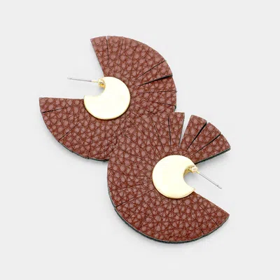 Fashnzfab Abstract Cut Leather Earrings In Brown